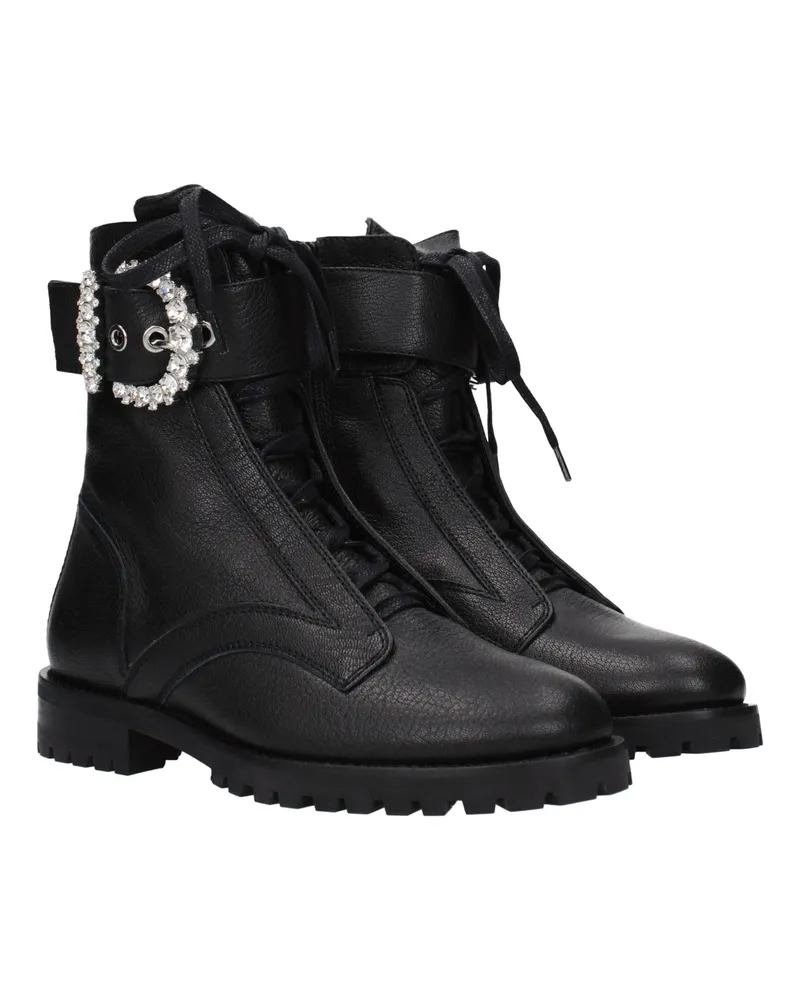 Jimmy Choo Women's Black Leather Ankle Boots Black