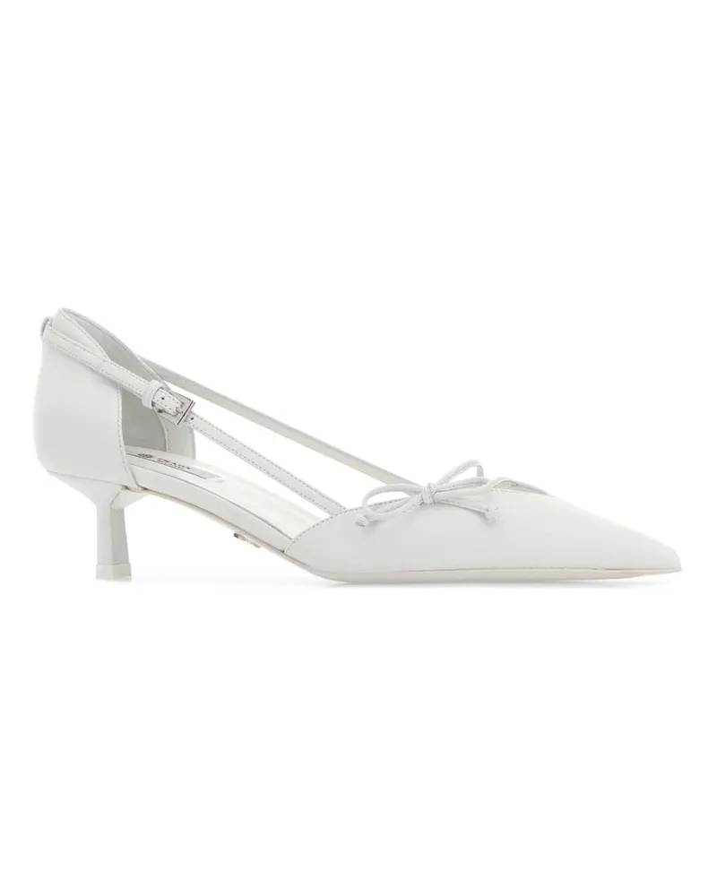 Prada Women's White Leather Pumps Bianco Scarpe Con Tacco High Heel Shoes White