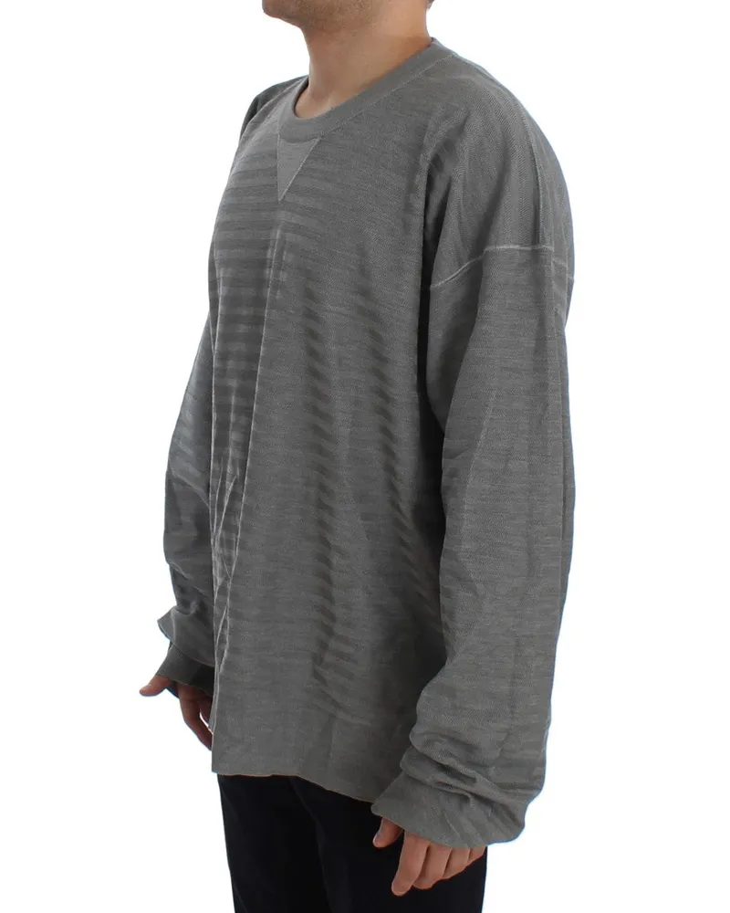 Dolce & Gabbana Men's Gray Crewneck Pullover Silk Sweater Viscose Clothing Gray