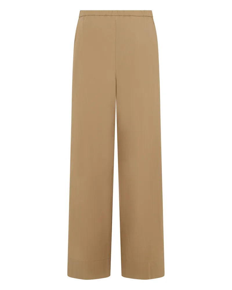 Moncler Women's Wide-Leg Cotton Trousers Beige Beige