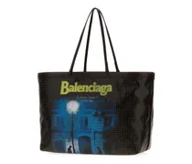 Women's Printed Canvas Tote Select Shopping Bag Black-L Addr Yellow Borse A Mano Black/l