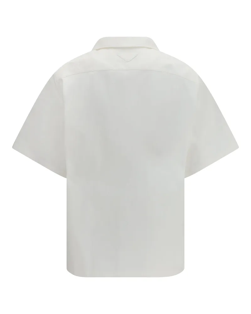 Prada Men's Oversized Wave Print Shirt Verde Cotton White