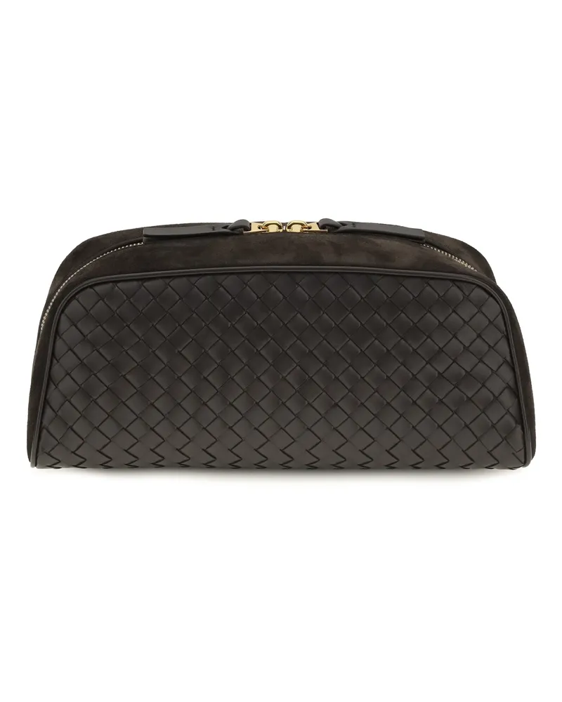 Bottega Veneta Women's Pouch Nodo Espresso-Gold Lamb Leather Clutch Bags Black