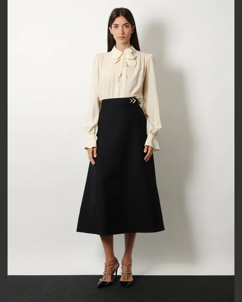 Valentino Garavani Women's Skirt Crepe Couture Black Virgin Wool Black