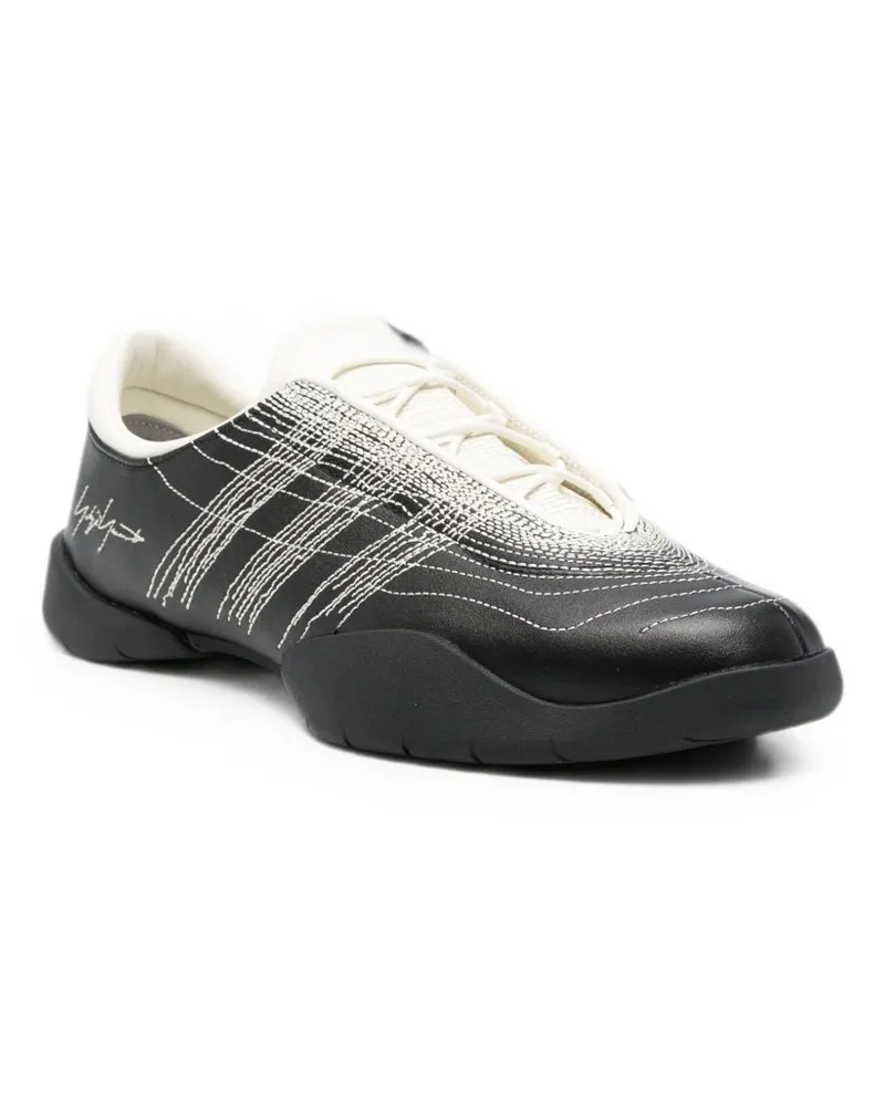 Y-3 Embroidered Lace-Up Sneakers — Black Black