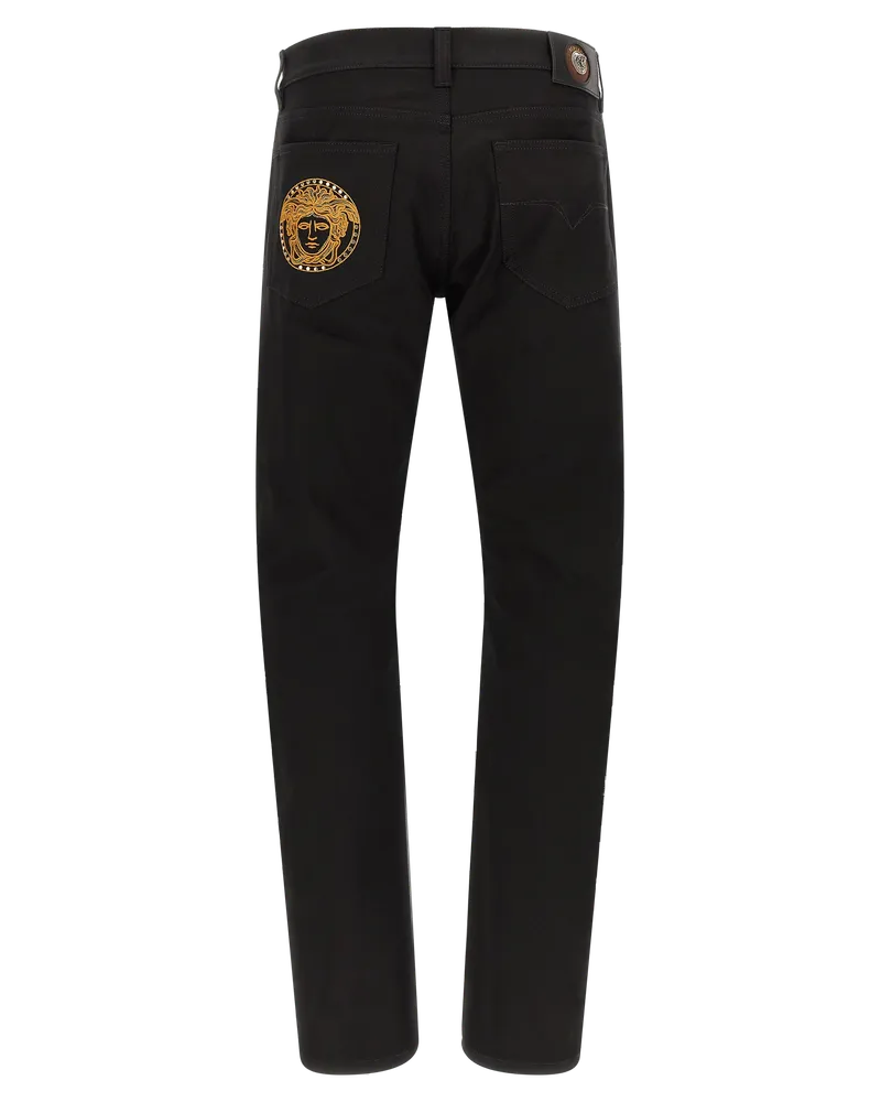 Versace Men's Black Cotton Straight-Leg Jeans Clothing Black