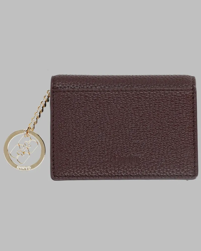 Ganni Recycled Polyester Blend Card Case — Brown Brown