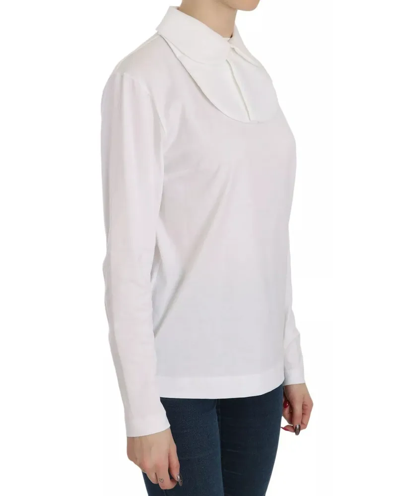 Dolce & Gabbana Women White Cotton Longsleeve Collared Blouse White