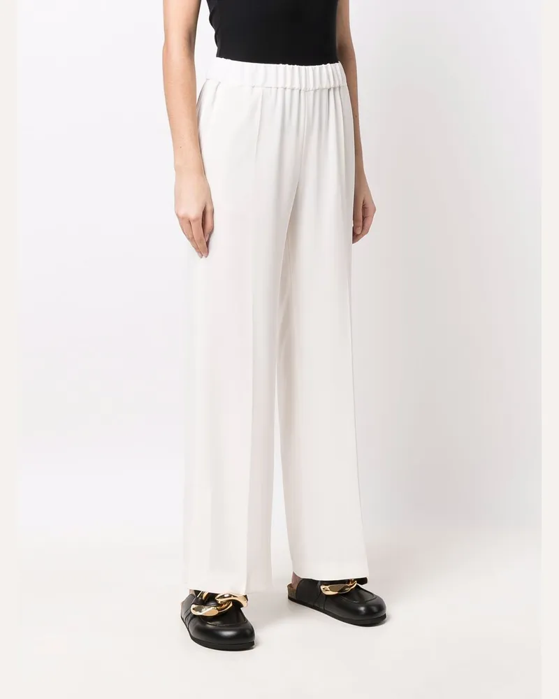 Alberto Biani Wide-Leg Cady Trousers — White White