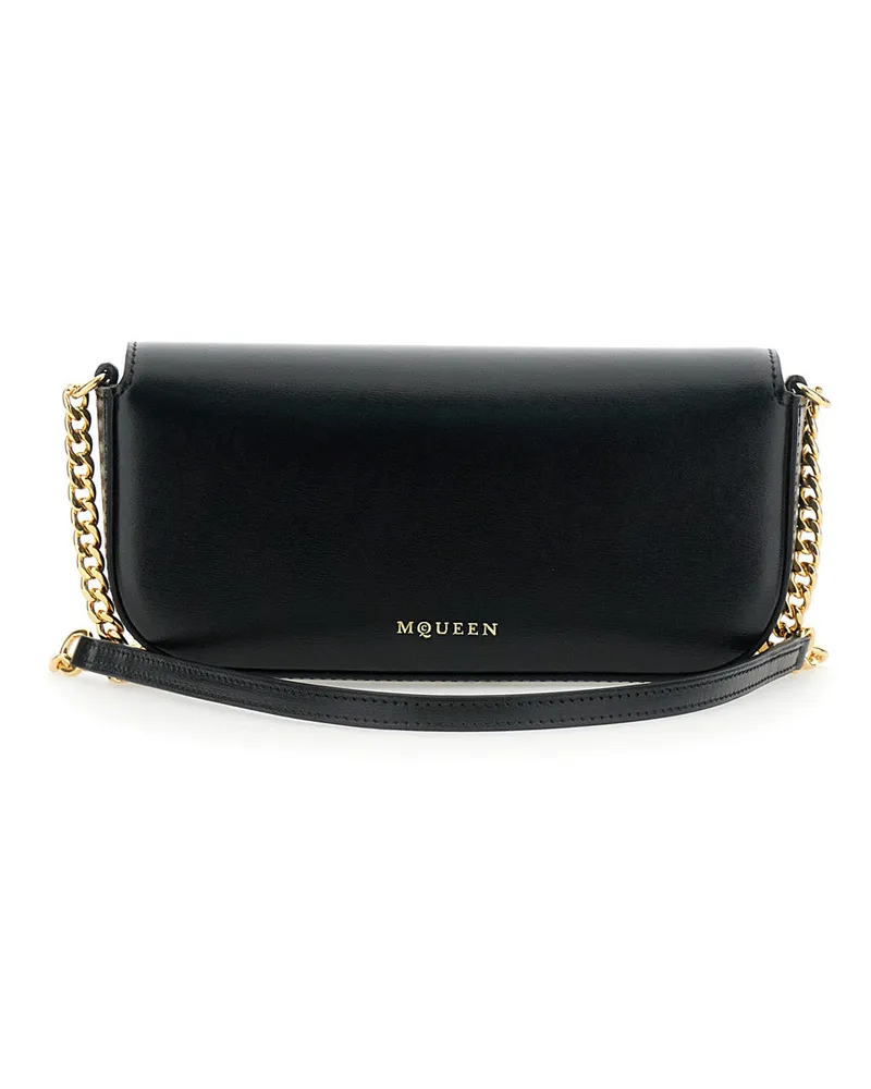 Alexander McQueen Women's Black Crossbody Bag With Chain-Link Strap Calf Shoulder Black