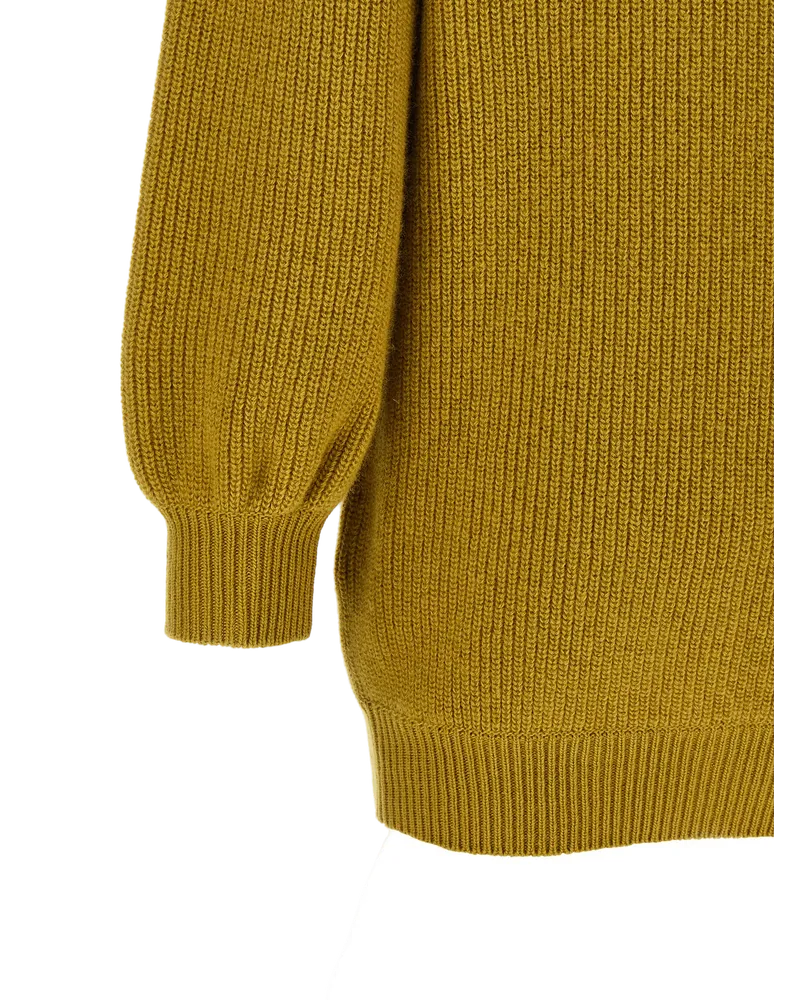 Valentino Garavani Braided Virgin Wool Cardigan — Yellow Yellow