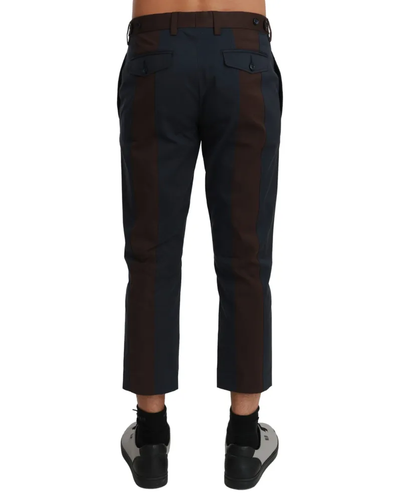 Dolce & Gabbana Men's Striped Cropped Trousers Navy Cotton Nylon Navy