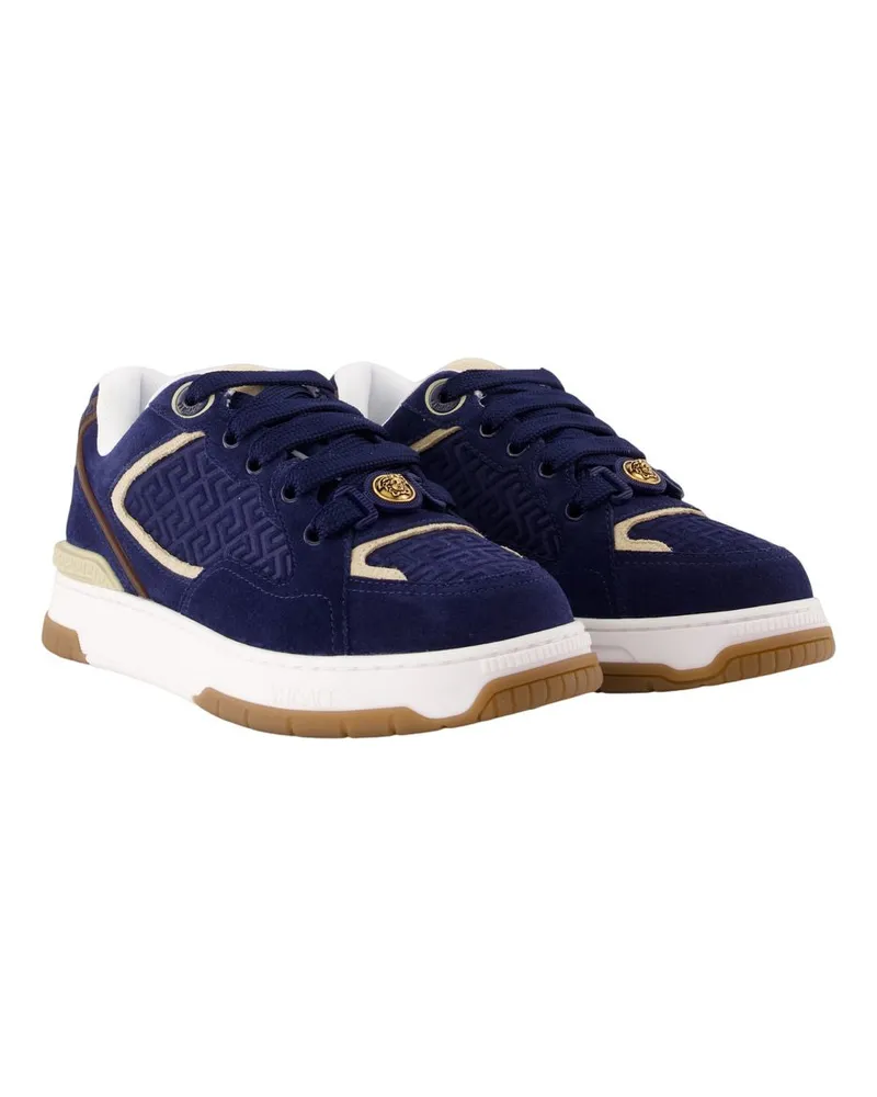Versace Men's Sneakers -  Leather Blue Calfskin Shoes Navy