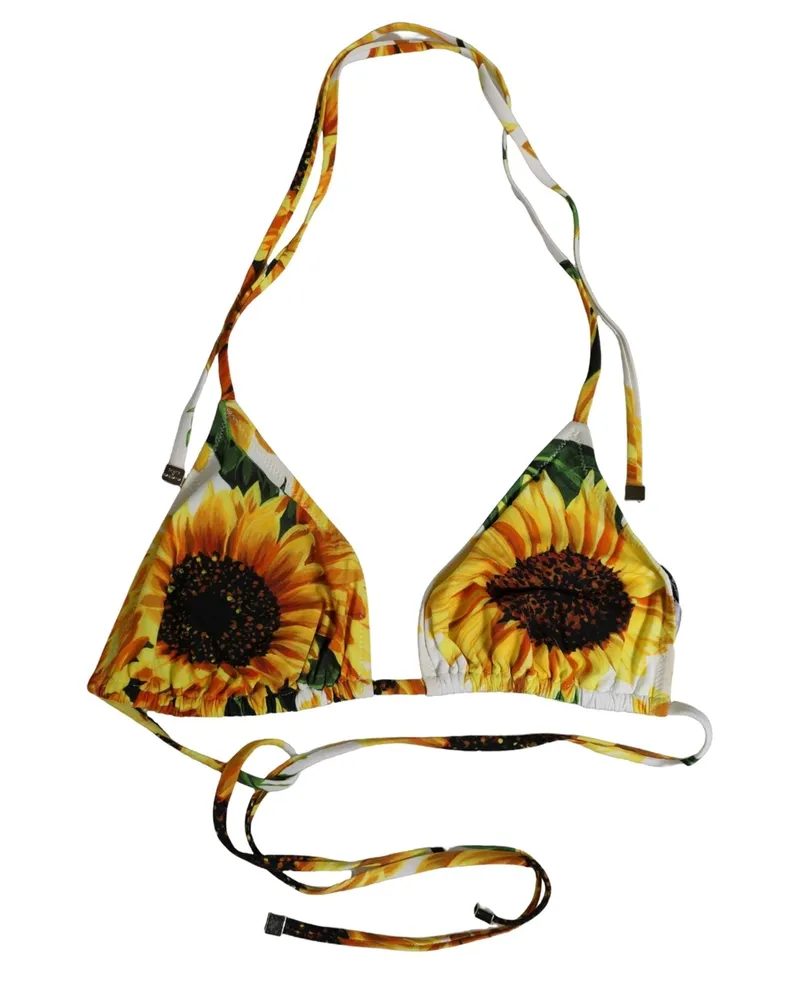 Dolce & Gabbana Women Multicolor Floral Halter Beachwear Bikini Top Nylon Elastane Multicolor