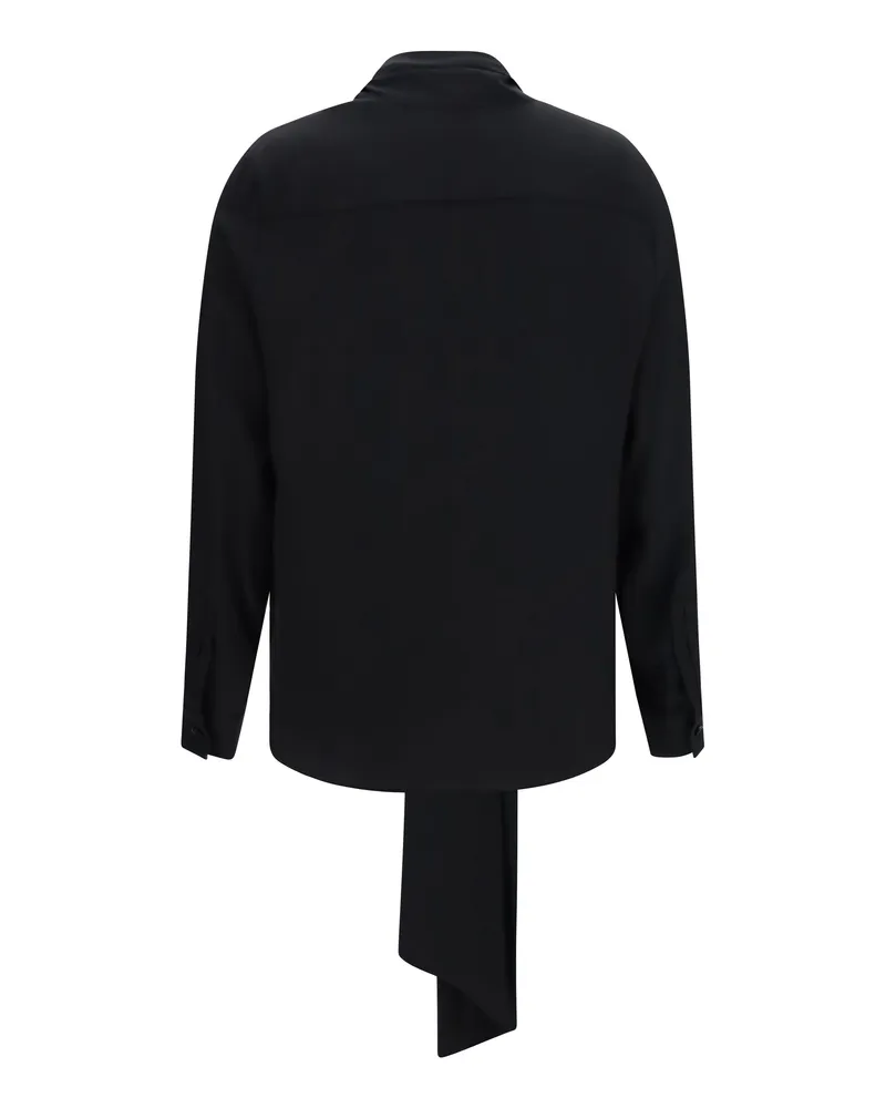 Burberry Women's Silk Blouse With Scarf Tie, Black Jacket 