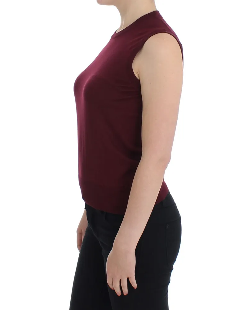 Dolce & Gabbana Women's Red Sleeveless Crewneck Vest Pullover Wool Clothing Red