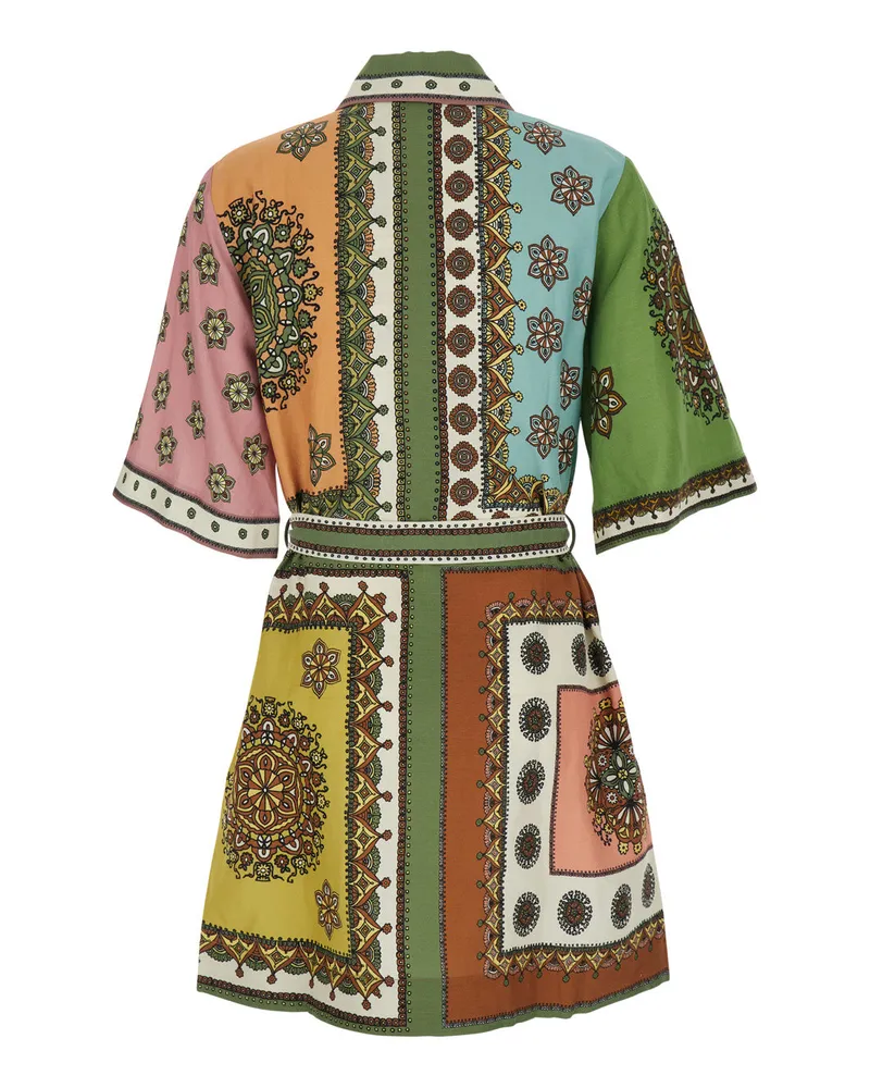 ALEMAIS Women's Mini Dress Contina Multicolour Viscose Blend Green