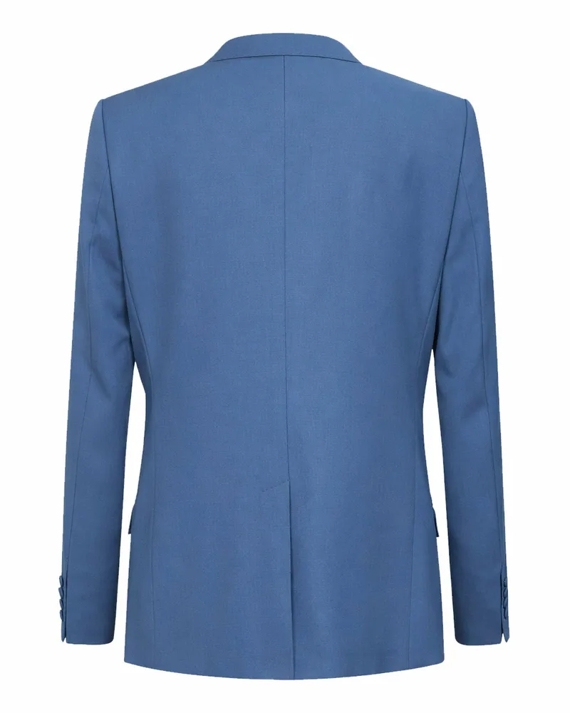 Dolce & Gabbana Men's Jacket Double-Breasted Wool Avio Blue Virgin Blue