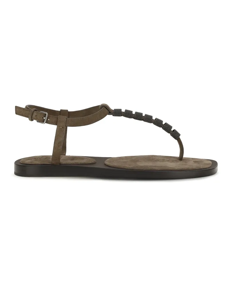 Brunello Cucinelli Women's Embellished Sandals Summer Torba Brown