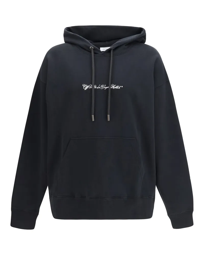 OFF-WHITE Men's Hoodie Script Arrow Diagonal Black Cotton Sweatshirts Sweater Black