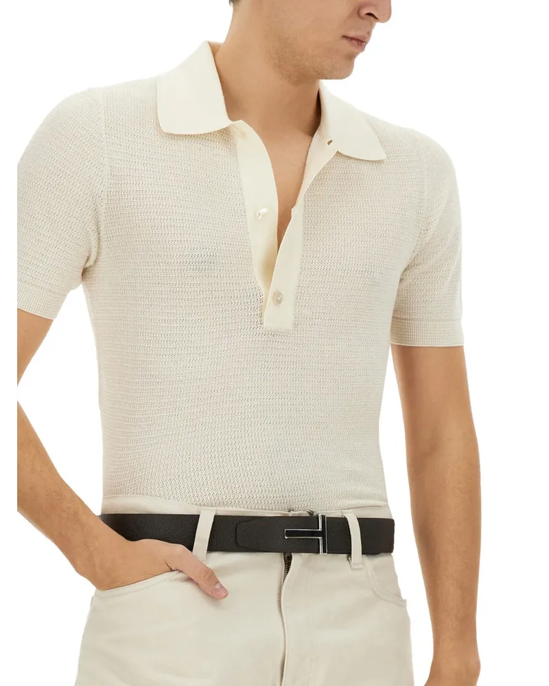 Tom Ford Cotton-Silk Blend Polo — Ivory Ivory