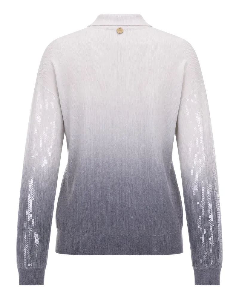 Liu Jo Women Sequin Polo Sweater Grey Shaded Viscose Tops Gray