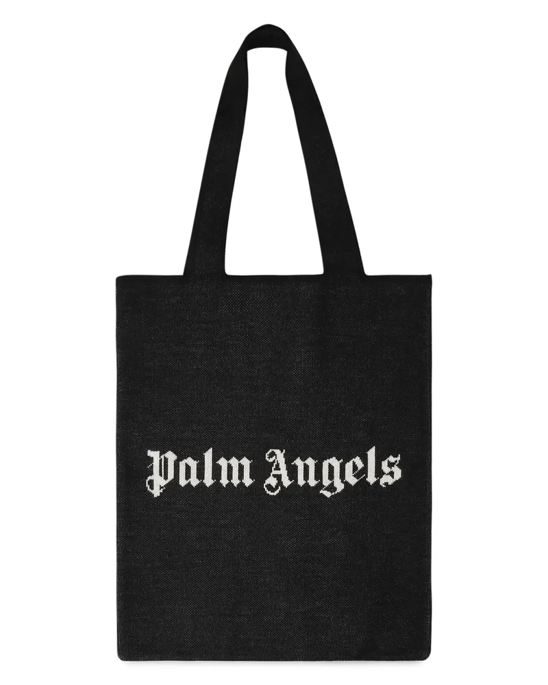 Palm Angels Men's Black Tote Bag With Logo Wool Black