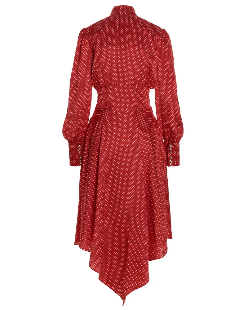 Alexandre Vauthier Polka-Dot Silk Shirt Dress — Red Red