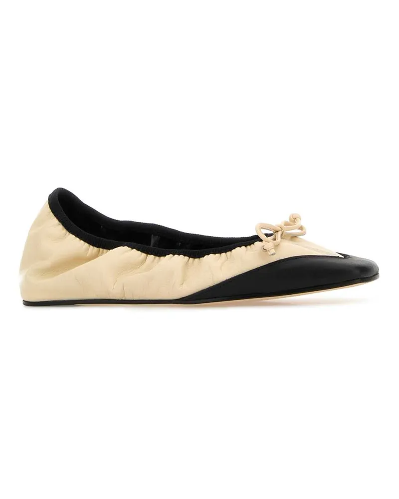 ARMARIUM Women's Ivory Nappa Leather Camilla Ballerinas Cream & Black Ballerine Flat Shoes Cream