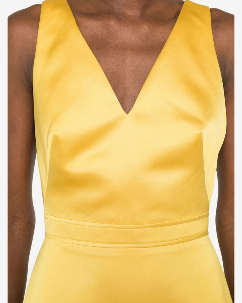 Elisabetta Franchi Embroidered V-Neck Dress — Yellow Yellow
