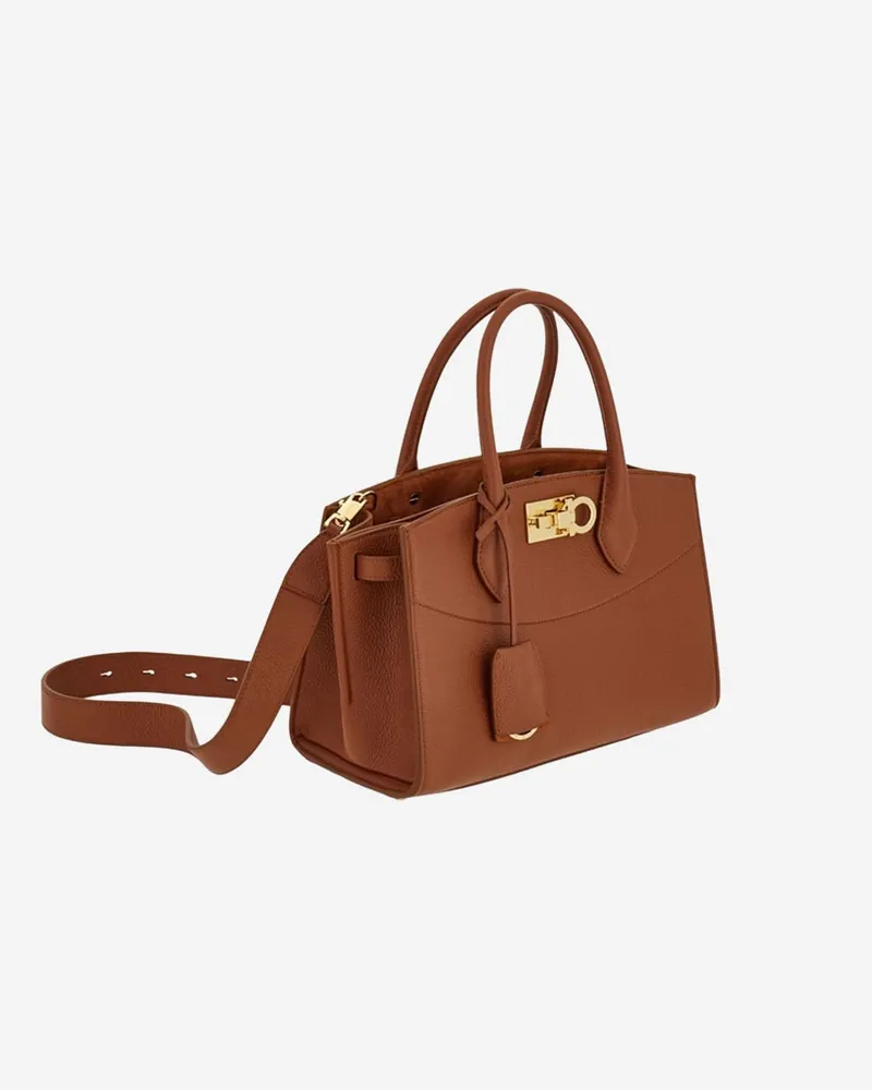 Ferragamo Women's Leather Handbag Brown Calfskin Shoulder Bags Brown