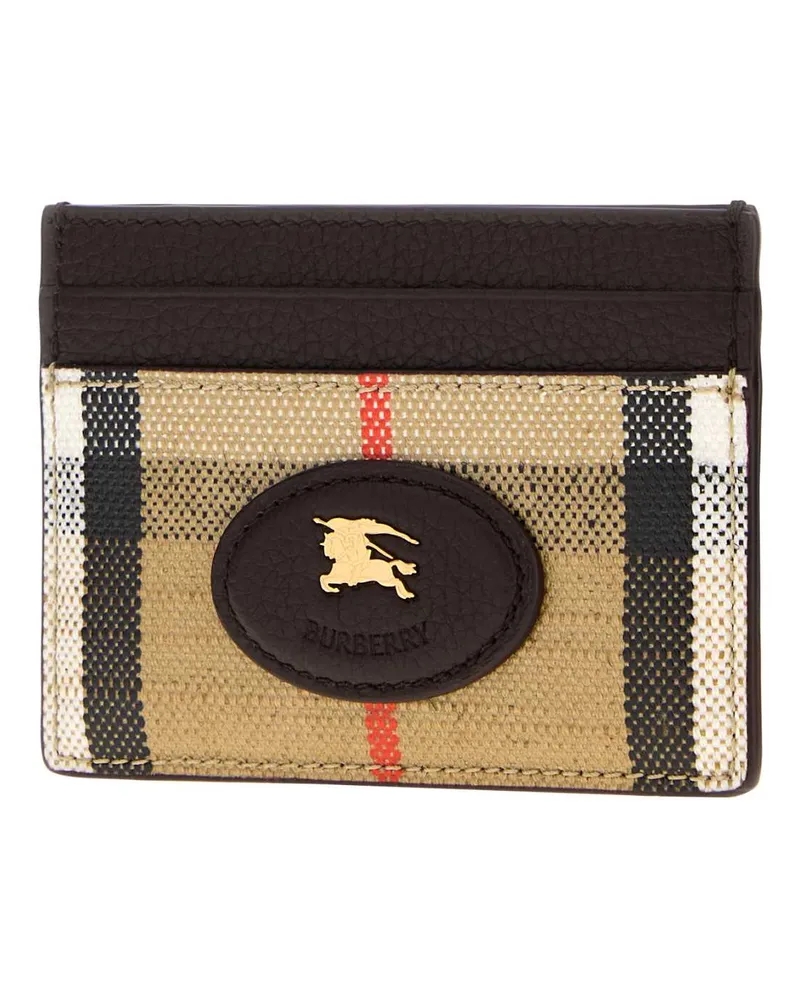 Burberry Women's Printed Canvas Card Holder Sandipcheck Cotton Viscose Linen Portafogli Beige