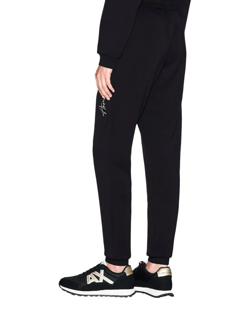 Armani Exchange Bicolor Viscose Joggers — Black Black
