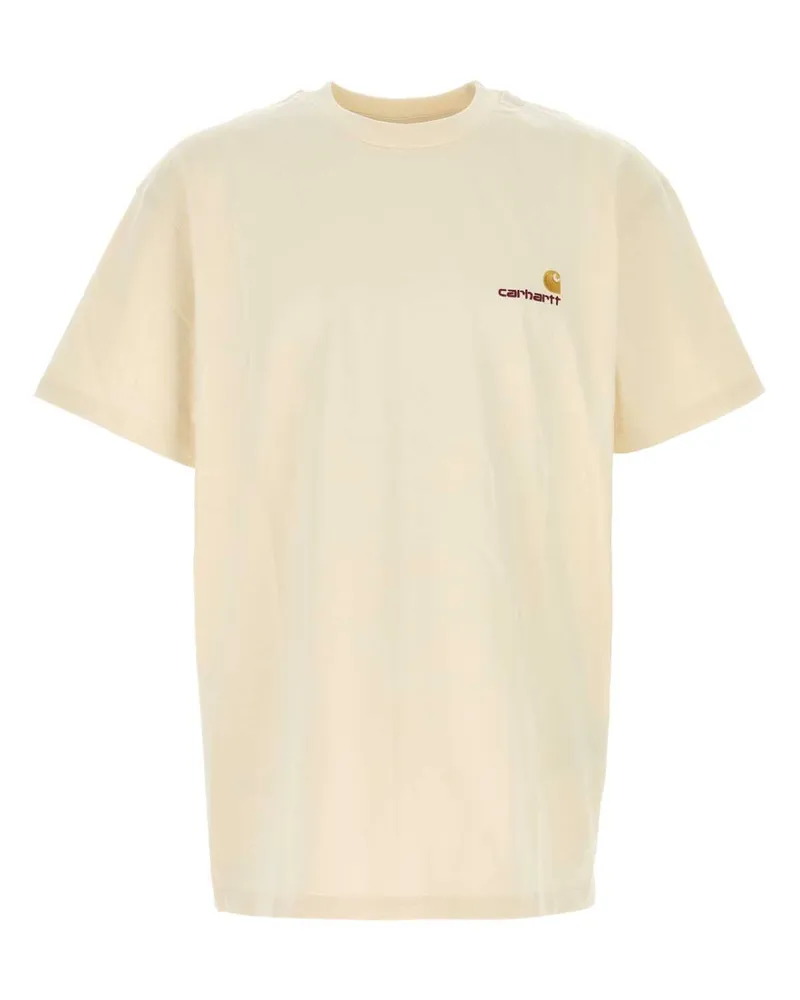 Carhartt WIP Logo-Embroidered Cotton T-Shirt — Beige Beige