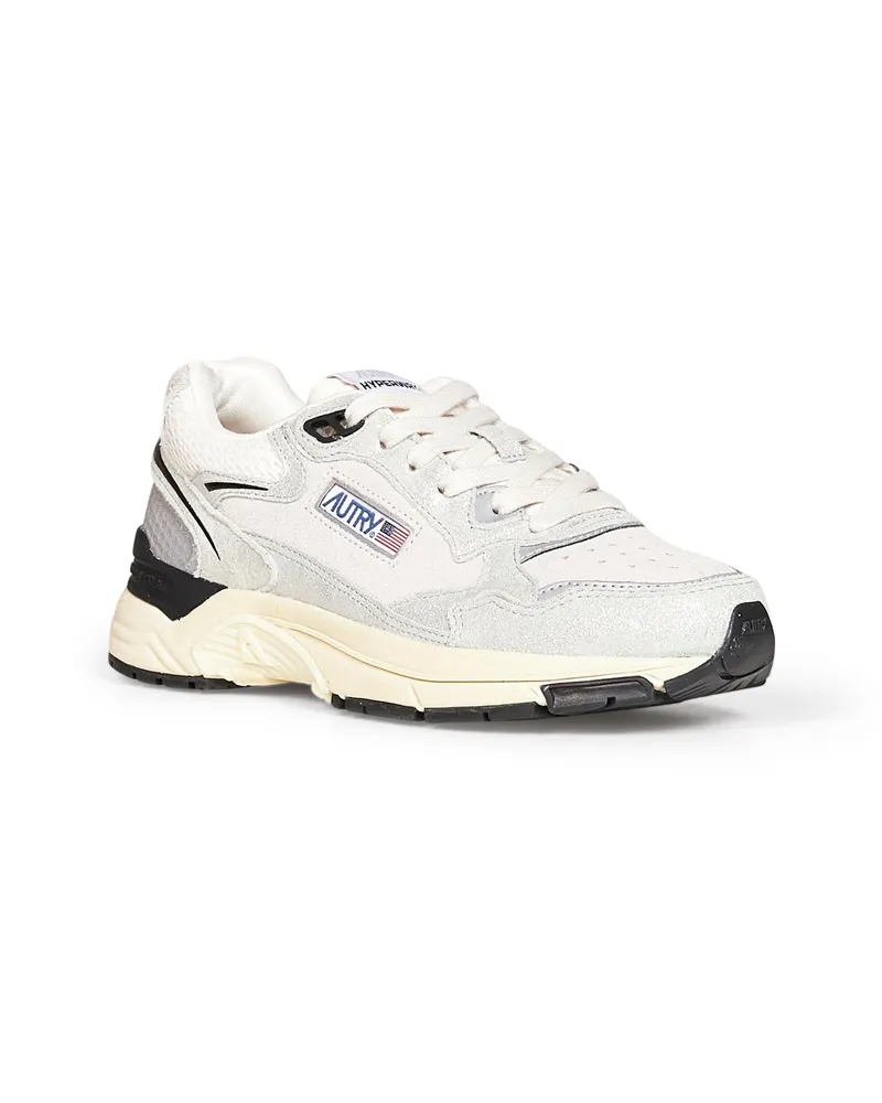 AUTRY Women's Sneakers Hyperway White-Silver Grey Calf Leather Trainers White