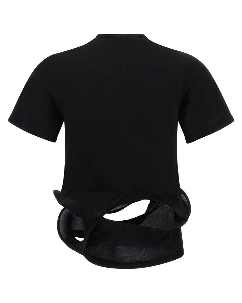 Junya Watanabe Sculptural Hem with Wire Structure T-shirt — Black Black