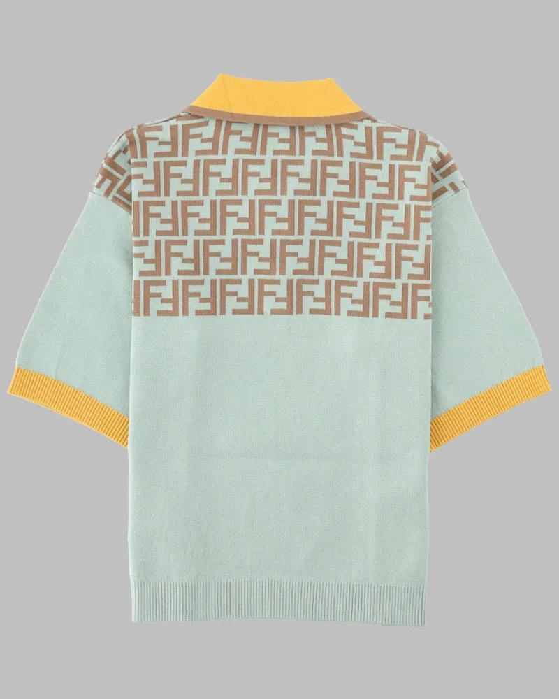 Fendi Short Sleeve Cotton Polo Shirt — Green Green