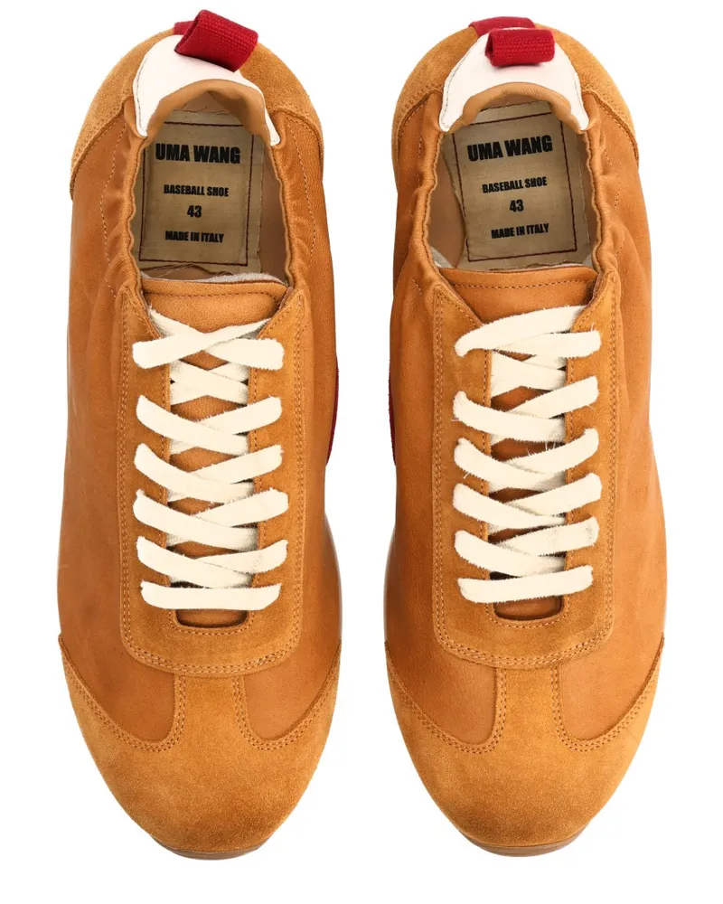 Uma Wang Leather Mixed-Material Sneaker — Brown Brown