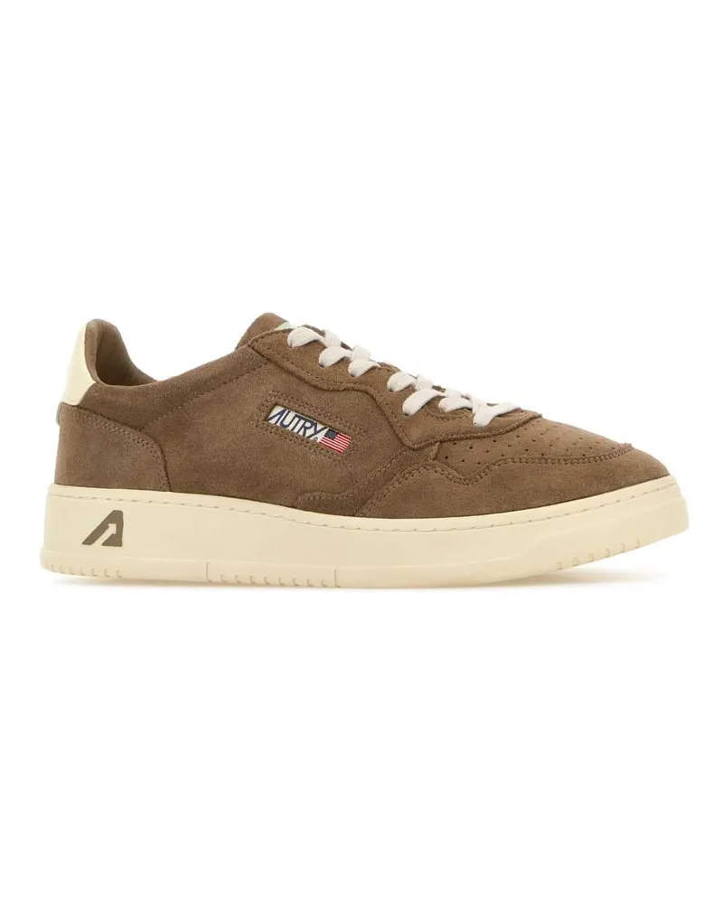 AUTRY Men's Brown Suede Medalist Sneakers Finishsuecigarwht Brown
