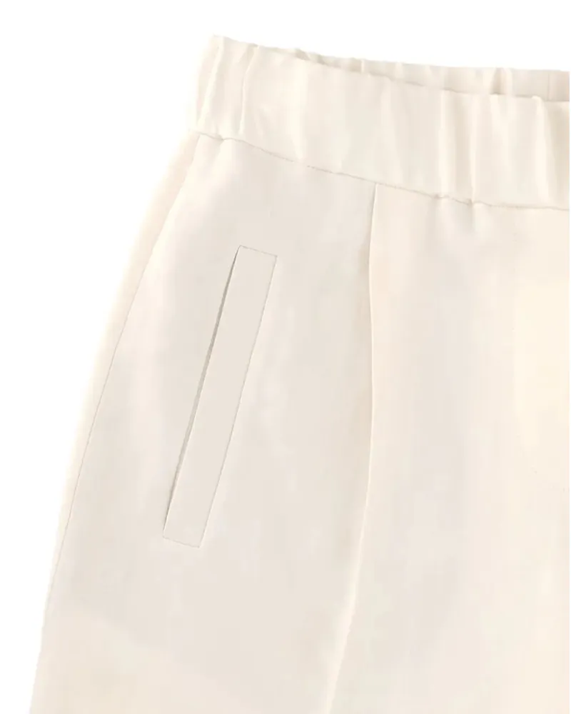 Brunello Cucinelli Women's Pleated Shorts Ss26 W Ivory