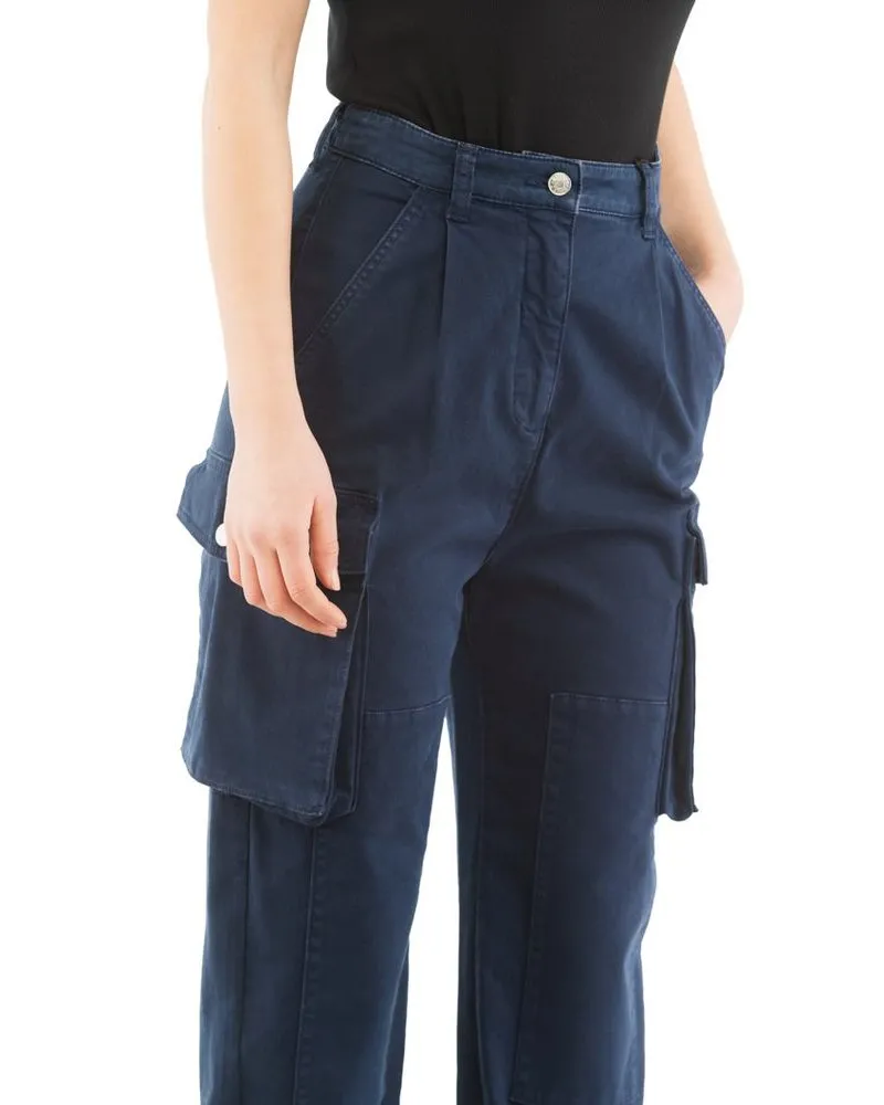 Moschino Women's Blue Cotton Cargo Pants Navy