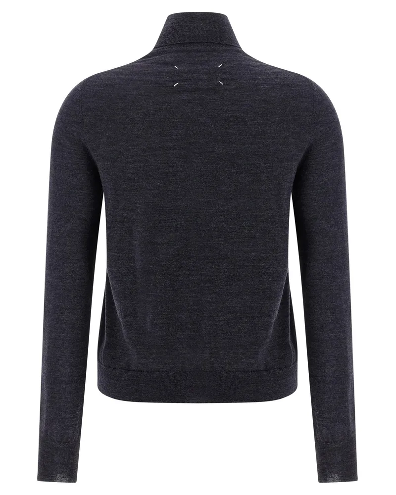 Maison Margiela Fine Wool Mélange Turtleneck Sweater — Charcoal Charcoal