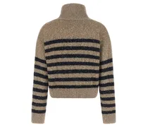 Striped Wool-Cashmere Sweater — Beige