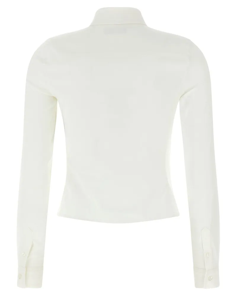 Balenciaga Ruched Cotton Oxford Blouse — Cream Cream