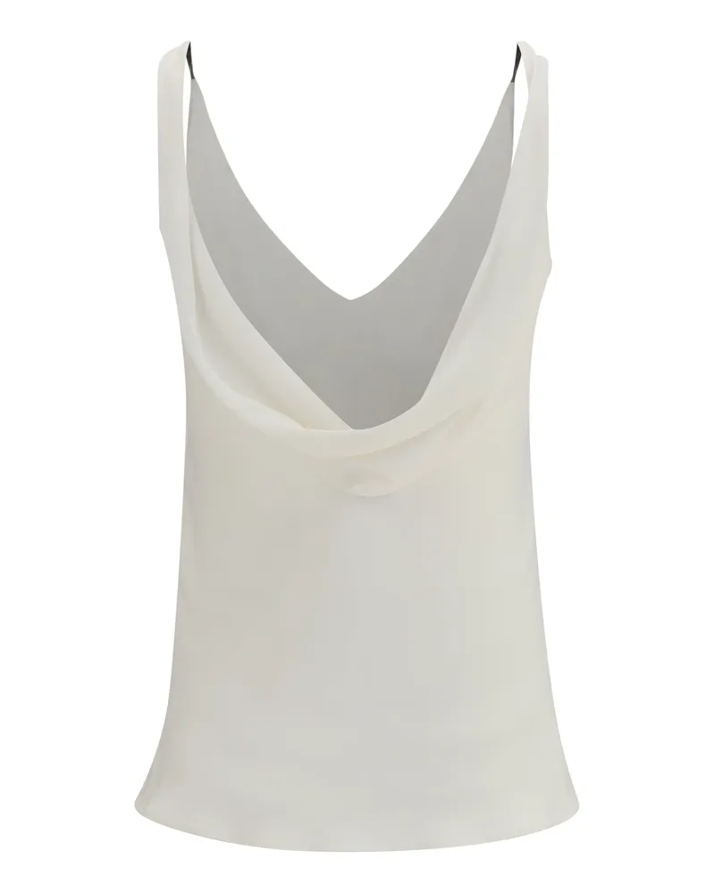 Brunello Cucinelli Women Silk Crêpe Sablé Top Naturale Beige