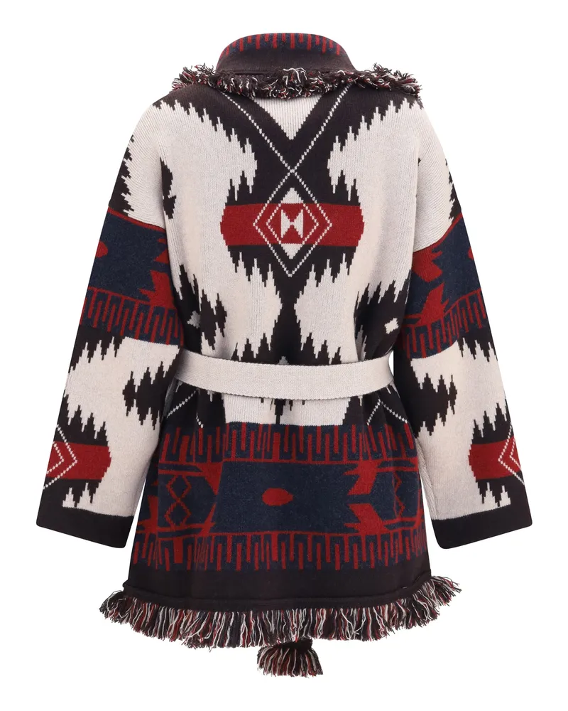Alanui Women Icon Jacquard Cardigan Canvas-Coffe Kashmir-Capra Hircus Canvas/coffe Kashmir/capra Sweater 
