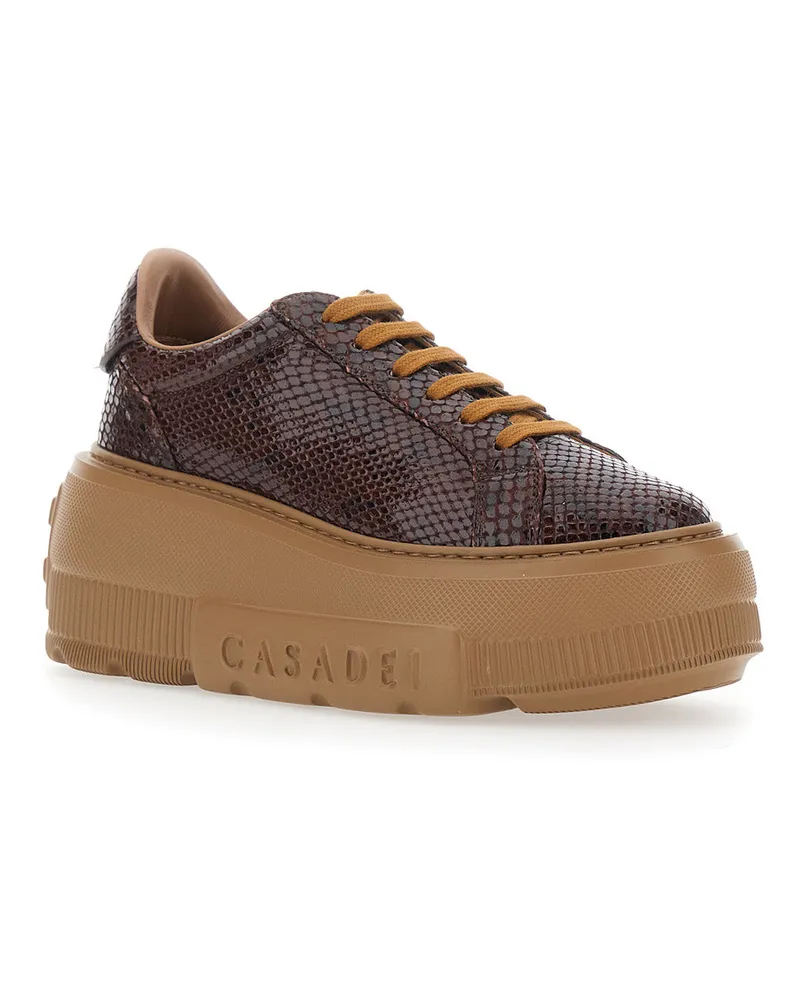 Casadei Women's Sneakers Nexus Brown Leather Trainers Brown
