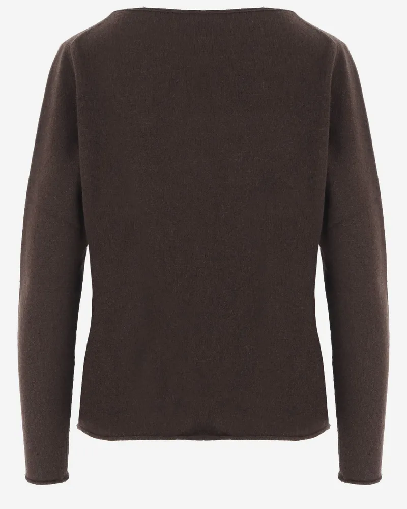 ALLUDE Cashmere Sweater — Brown Brown