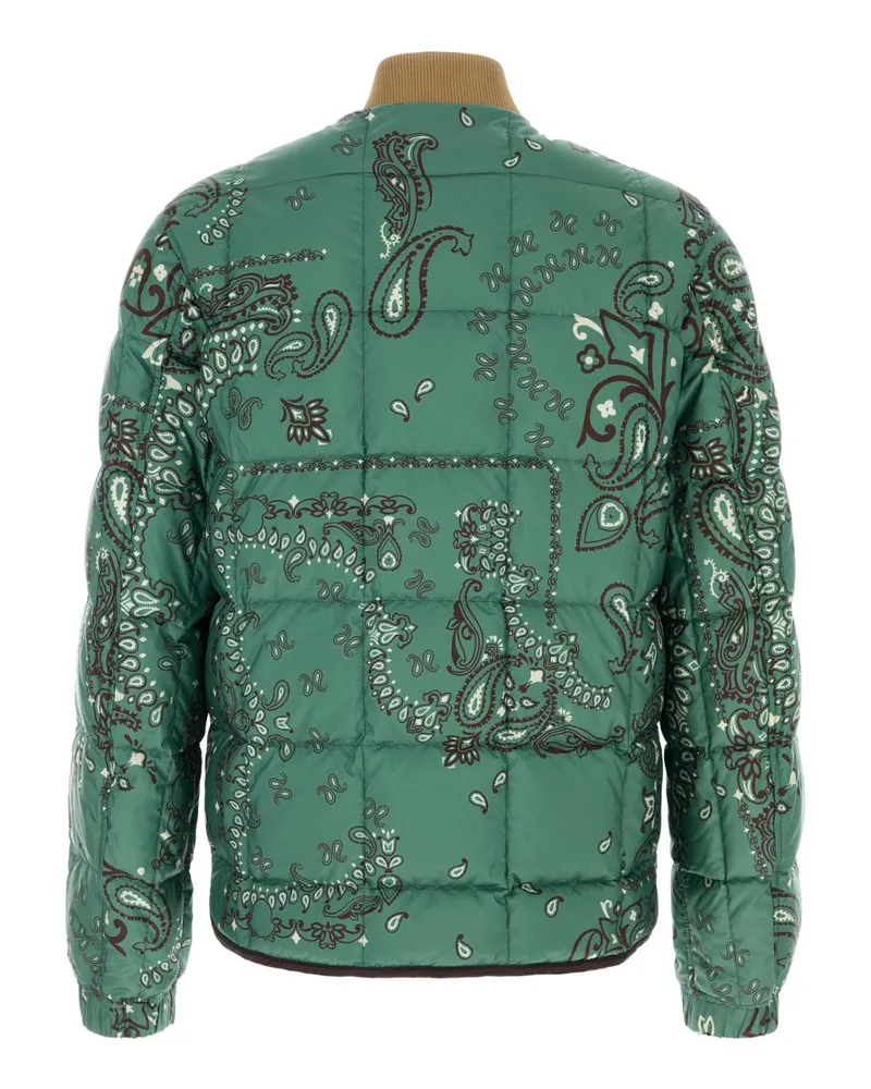 Moncler Men's Printed Polyester Reversible Chalvron Down Jacket S82 Giubbini Green