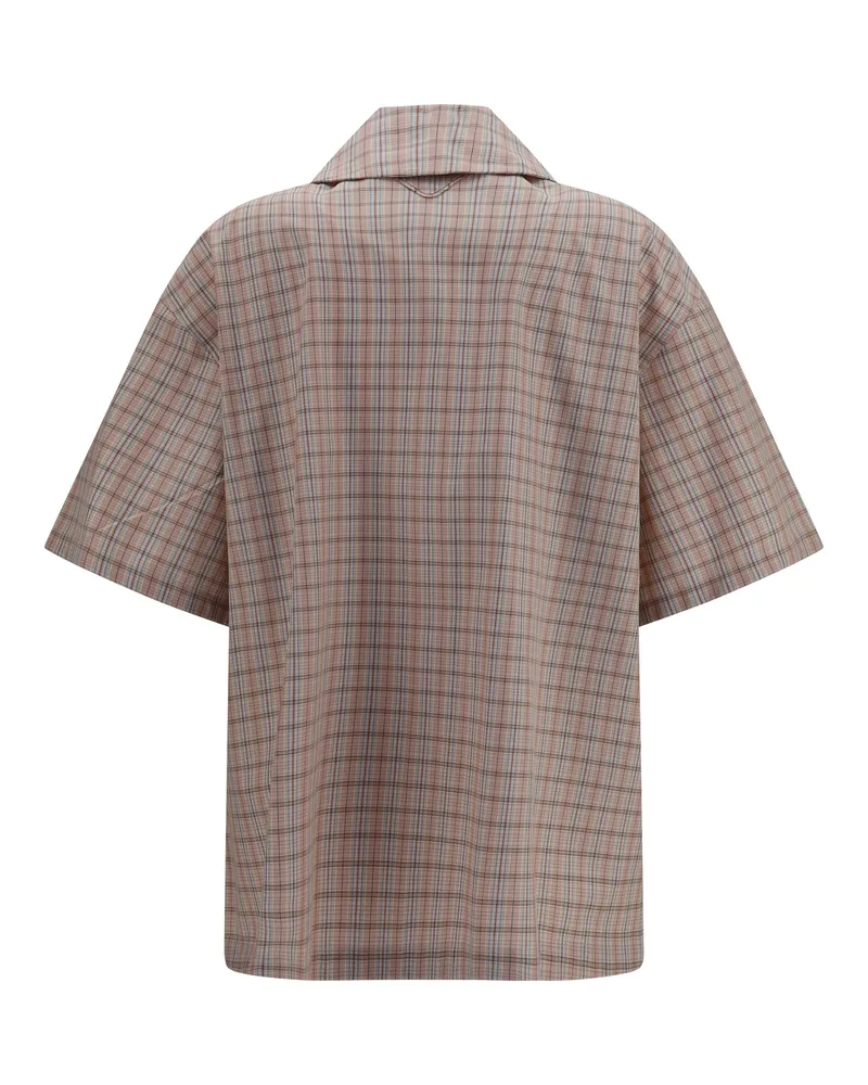 Prada Check Cotton Shirt — Beige Alabastro+sabbia